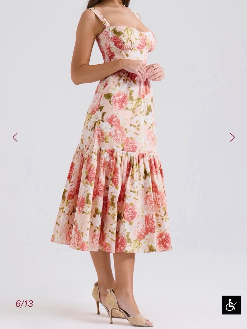 House of CB Pink Floral Midi Dress with Rose Print - Picture 3 of 4